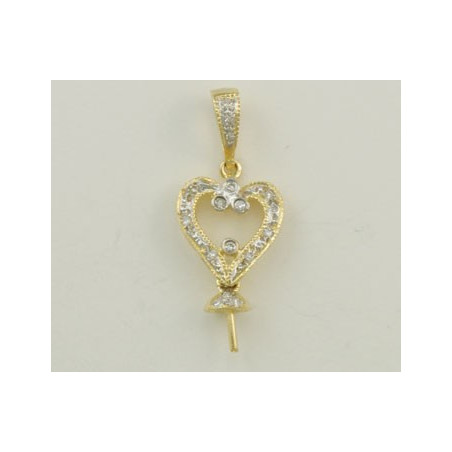 14K Złoty wisiorek z diamentami, nasadka i trzpień