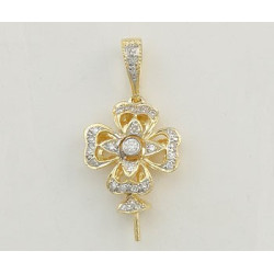 14K Złoty wisiorek z diamentami, nasadka i trzpień 12mm