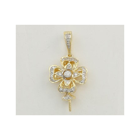 14K Złoty wisiorek z diamentami, nasadka i trzpień 12mm