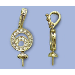 14K Złoty wisiorek z diamentami 10.75x28mm nasadka i trzpień 5mm