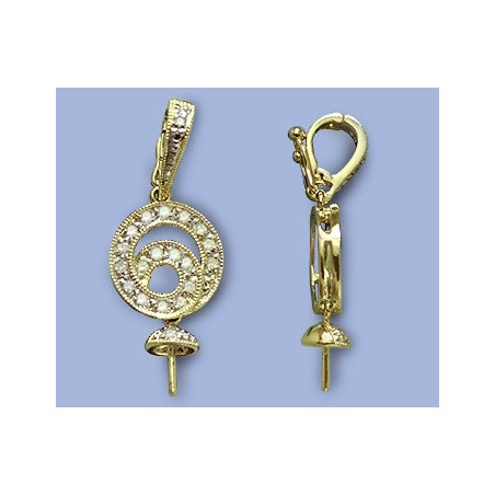 14K Złoty wisiorek z diamentami 10.75x28mm nasadka i trzpień 5mm