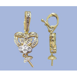 14K Złoty wisiorek z diamentami 10.5x26mm, trzpień z nasadką 4.5mm