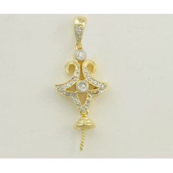 14K Złoty wisiorek z diamentami, trzpień i nasadka