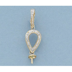 14K Złoty wisiorek z diamentami, trzpień i nasadka