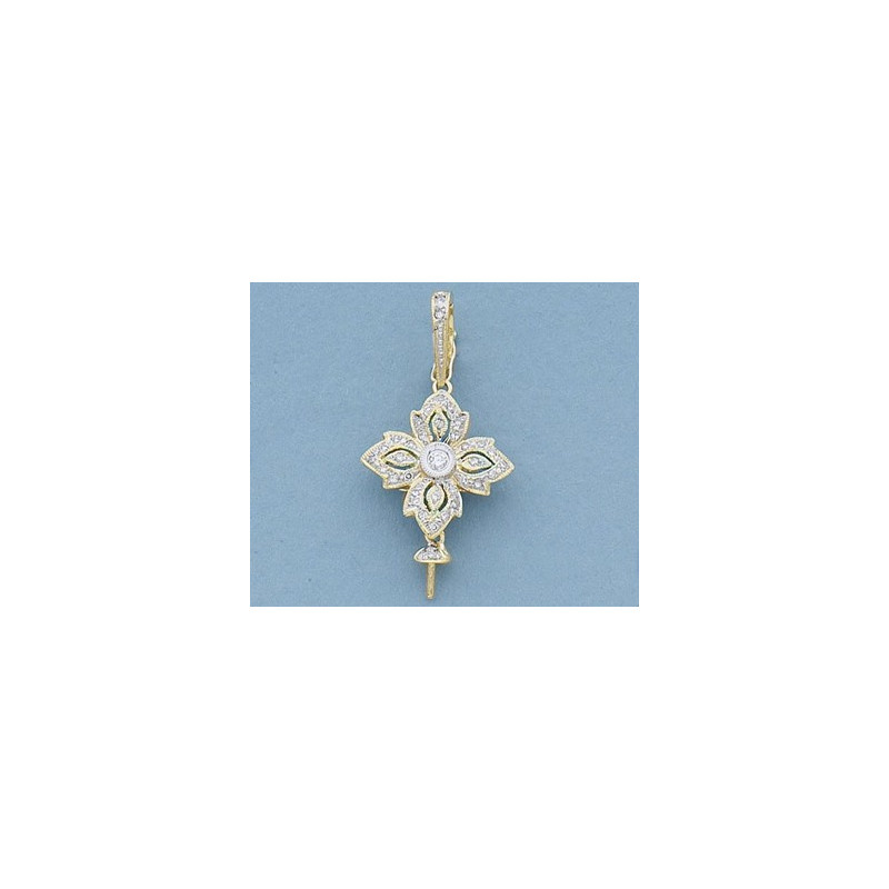 14K Złoty wisiorek z diamentami, trzpień i kubek