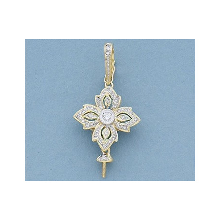 14K Złoty wisiorek z diamentami, trzpień i kubek