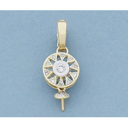 14K Złoty wisiorek z diamentami, trzpień i kubek