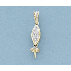 14K Złoty wisiorek z diamentami, trzpień i kubek