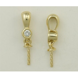 14K Złoty wisiorek z diamentami 3x15mm, z kubkiem i trzpieniem 2.5mm