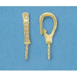 14K Złoty łącznik z diamentami i kołkiem 12mm