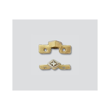14K Złota listwa, przerywnik z diamentami 2 otwory 11.15x3.15mm