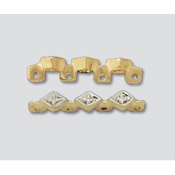 14K Złota listwa, przerywnik z diamentami 4 otwory 20.15x3mm