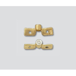 14K Złota listwa, przerywnik z diamentami 2 otwory 11.45x2.5mm