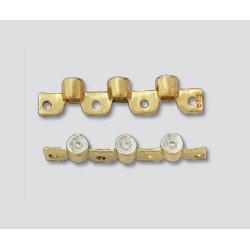 14K Złota listwa, przerywnik z diamentami 4 otwory 20.3x2.75mm