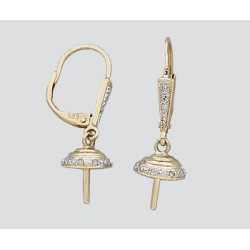 14K Złote zapięcie 14.5mm z diamentami i 8.25 kielichem, trzpieniem