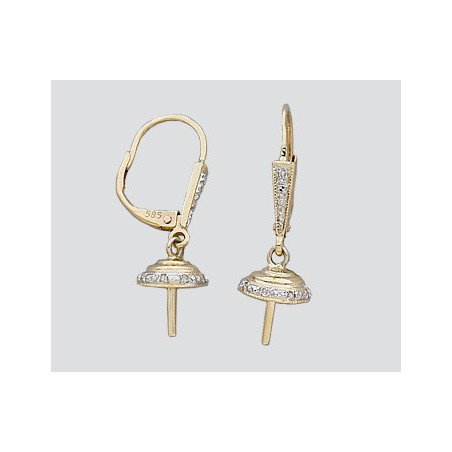 14K Złote zapięcie 14.5mm z diamentami i 8.25 kielichem, trzpieniem