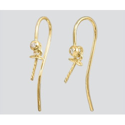 14K Złote bigle do kolczyków z diamentami i 4mm kielichem i trzpieniem 25.5mm