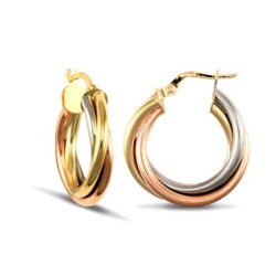 Kolczyki okrągłe - 21 mm skręcane, 3 kolorowe złoto